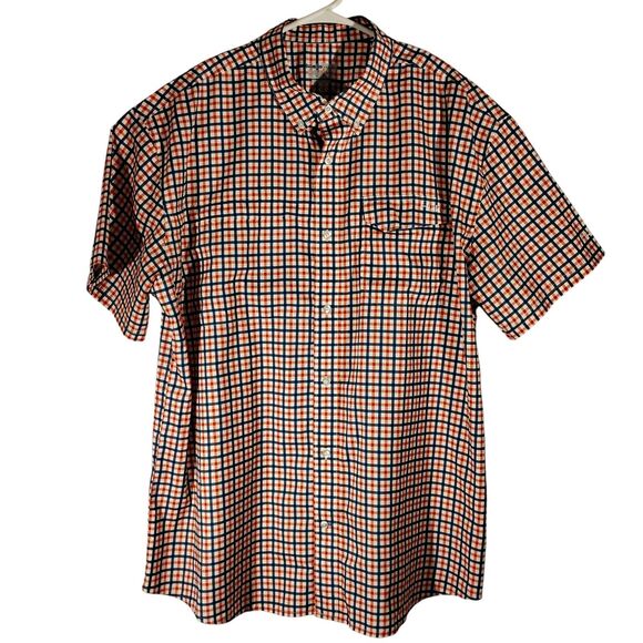 Huk fishing shirt mens 2XL XXL red check plaid performance perforated button - Picture 1 of 8